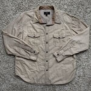FRYE Western Corduroy Light Brown Button Down Shirt Long Sleeve Men’s Size Large